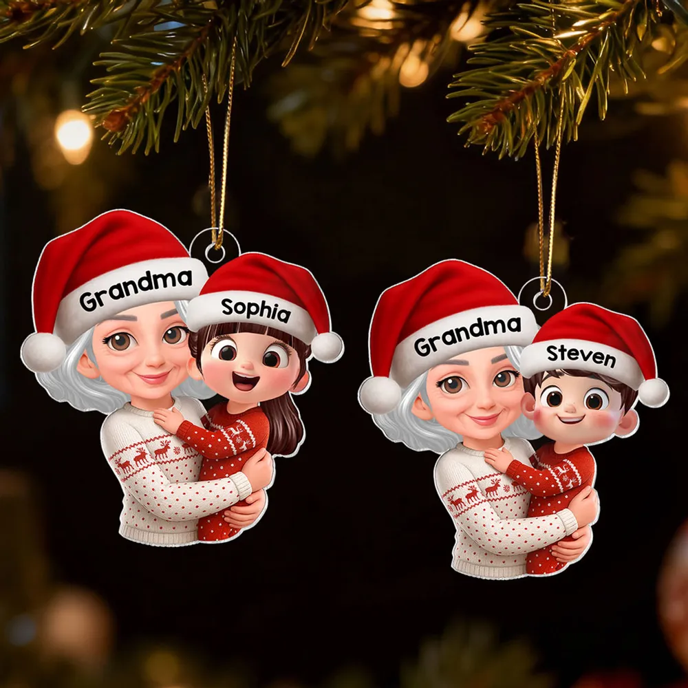 Personalized Christmas Ornament - Grandma & Grandchild Hug - Image 6