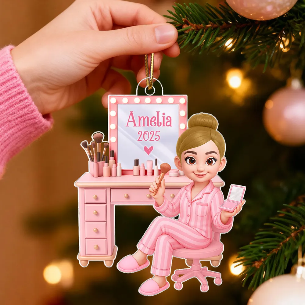 Beauty Lover Acrylic Ornament – Cute Pink Vanity Theme, Perfect Gift for Makeup Enthusiasts - Image 2