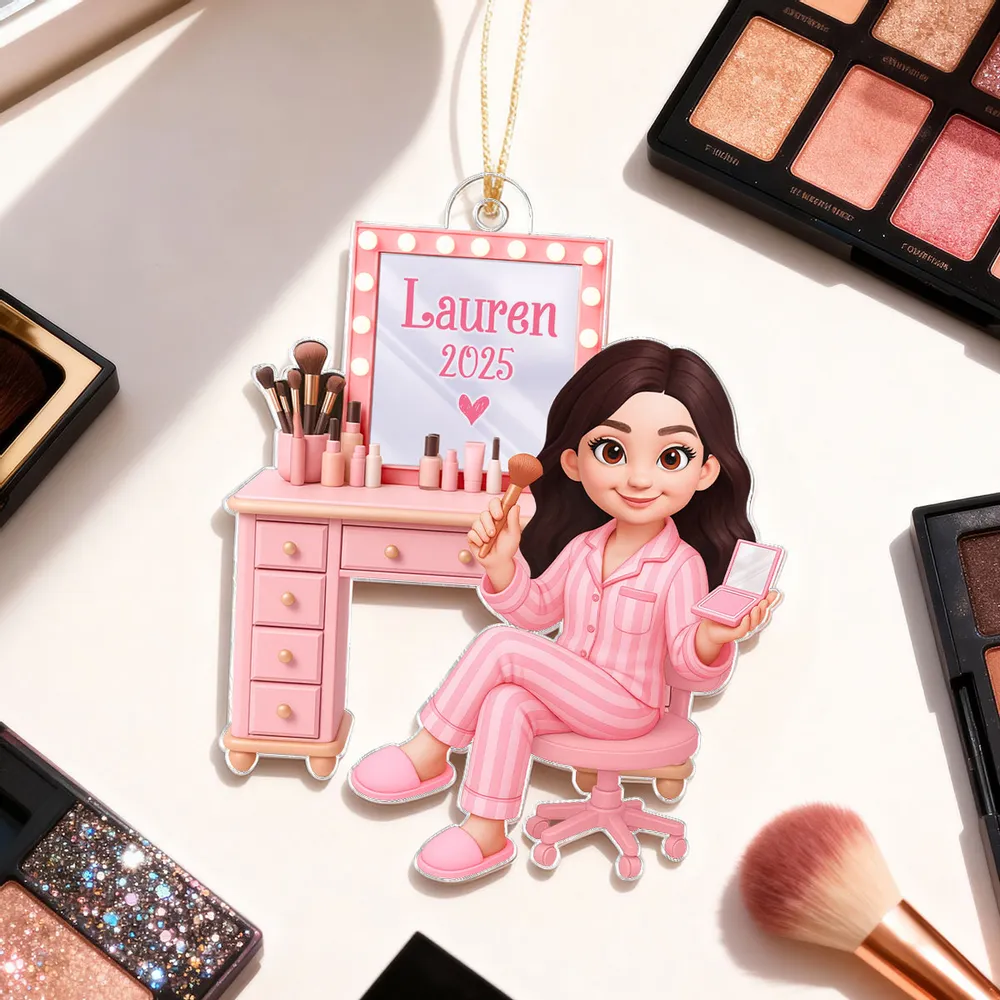 Beauty Lover Acrylic Ornament – Cute Pink Vanity Theme, Perfect Gift for Makeup Enthusiasts - Image 5