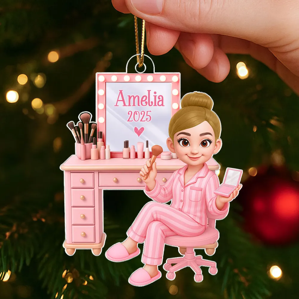 Beauty Lover Acrylic Ornament – Cute Pink Vanity Theme, Perfect Gift for Makeup Enthusiasts - Image 6