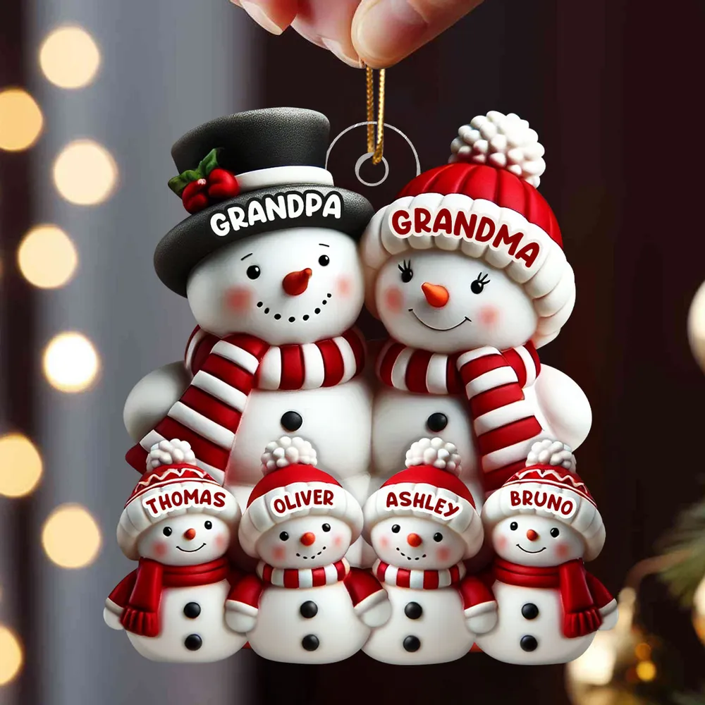 Snowman Family Acrylic Ornament – Heartwarming Keepsake, Perfect Gift for Grandparents at Christmas - Image 2