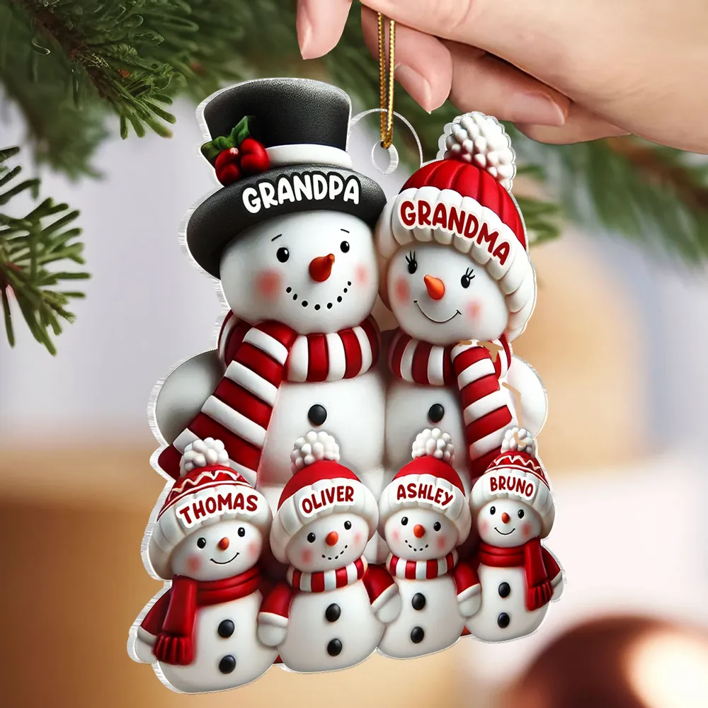 Snowman Family Acrylic Ornament – Heartwarming Keepsake, Perfect Gift for Grandparents at Christmas - Image 3