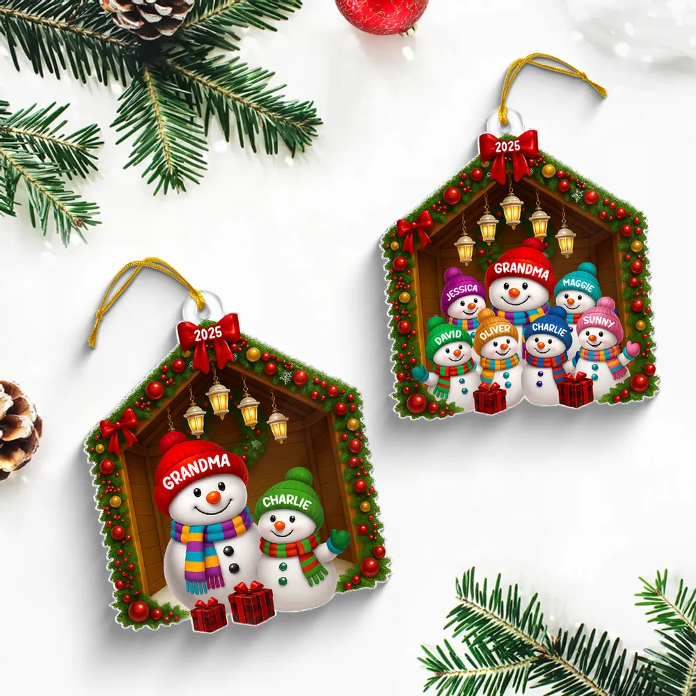 Snowman Grandma & Grandchild Acrylic Ornament – Heartwarming Christmas Gift for Grandparents & Family - Image 5