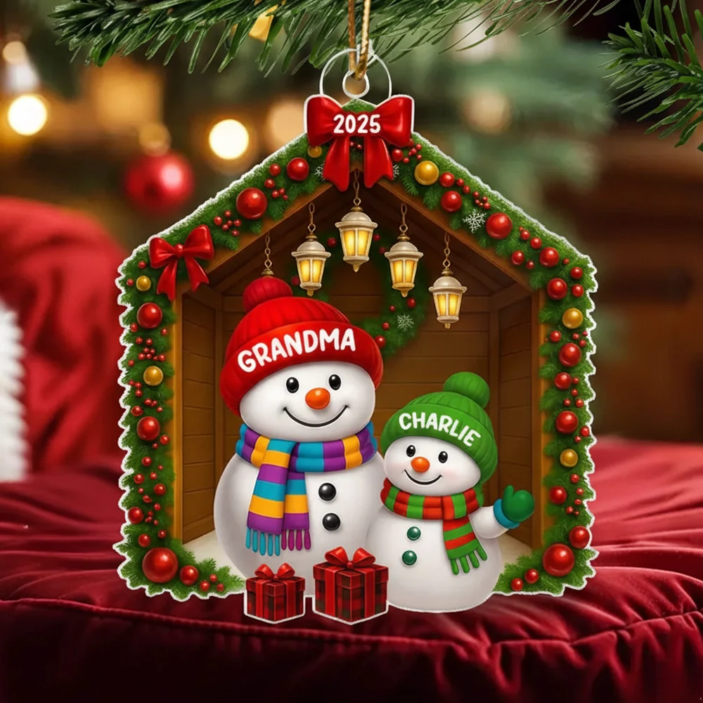 Snowman Grandma & Grandchild Acrylic Ornament – Heartwarming Christmas Gift for Grandparents & Family - Image 7
