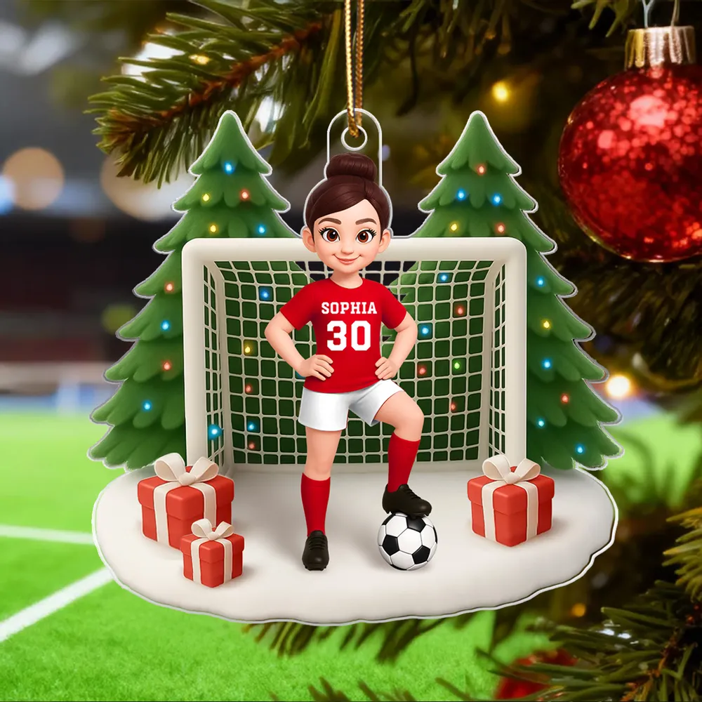 Soccer Acrylic Ornament – Sporty Holiday Gift for Football Lovers, Festive Christmas Tree Decoration - Image 3