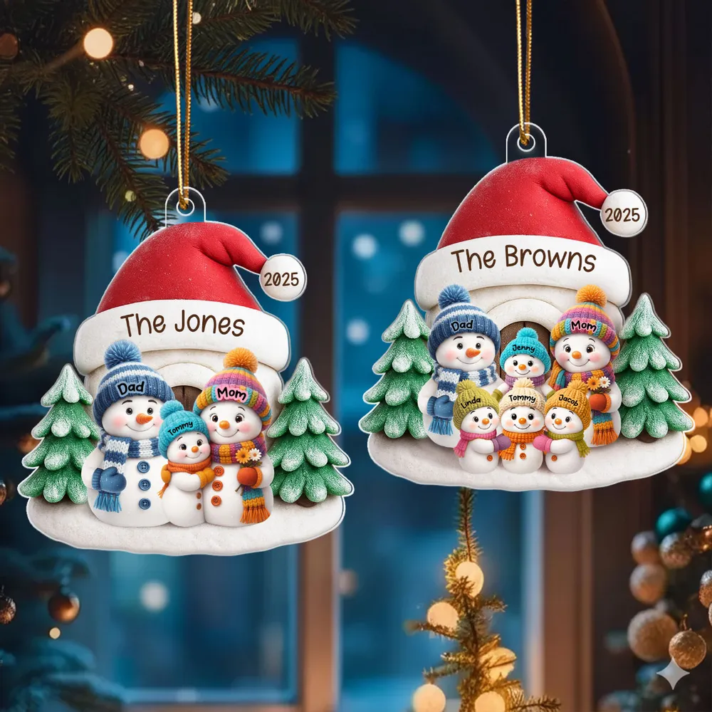 Snowman Family Acrylic Ornament – Heartwarming Holiday Gift for Parents & Kids, Cozy Christmas Decoration - Image 2