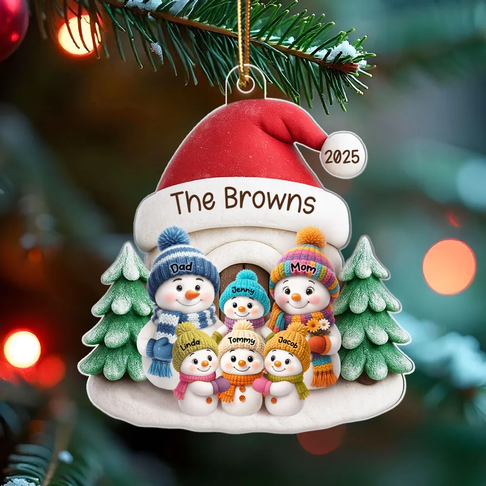 Snowman Family Acrylic Ornament – Heartwarming Holiday Gift for Parents & Kids, Cozy Christmas Decoration - Image 3