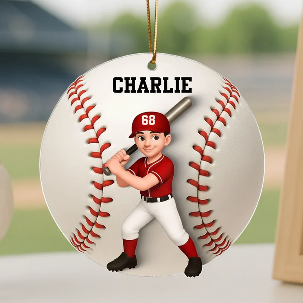 Custom Baseball Player Acrylic Ornament – Personalized Christmas Gift for Baseball Lovers & Teammates - Image 2