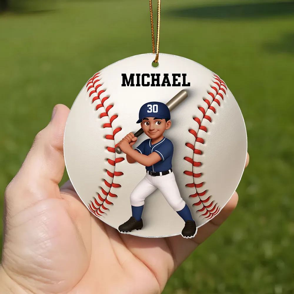 Custom Baseball Player Acrylic Ornament – Personalized Christmas Gift for Baseball Lovers & Teammates - Image 5