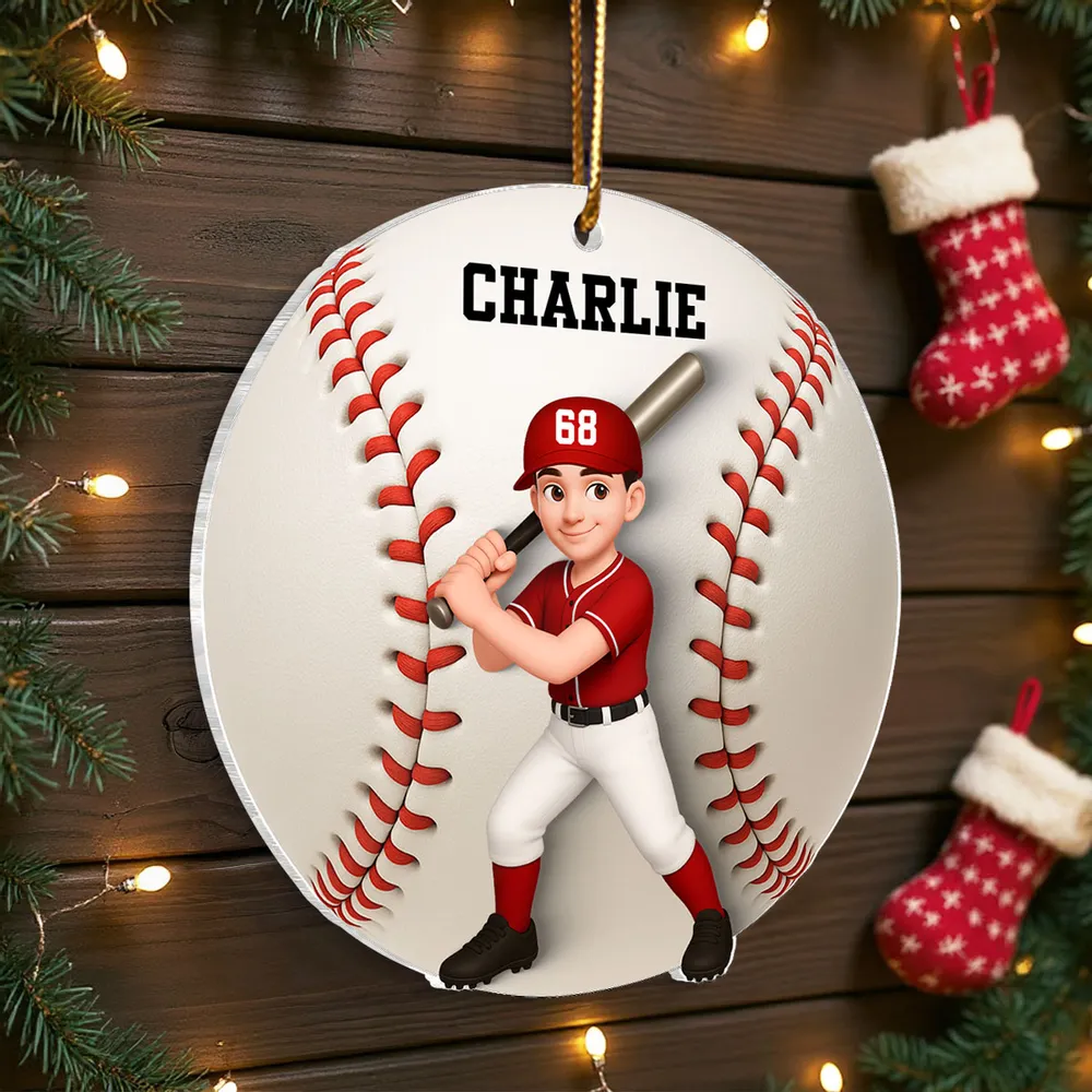Custom Baseball Player Acrylic Ornament – Personalized Christmas Gift for Baseball Lovers & Teammates - Image 7