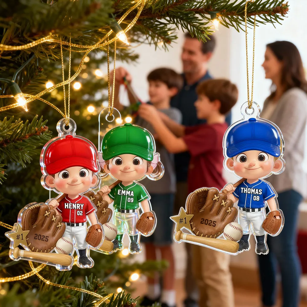 Custom Baseball Player Acrylic Ornament – Perfect Christmas Gift to Celebrate Kids' Passion for Sports - Image 6