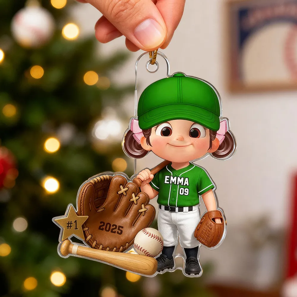 Custom Baseball Player Acrylic Ornament – Perfect Christmas Gift to Celebrate Kids' Passion for Sports - Image 9