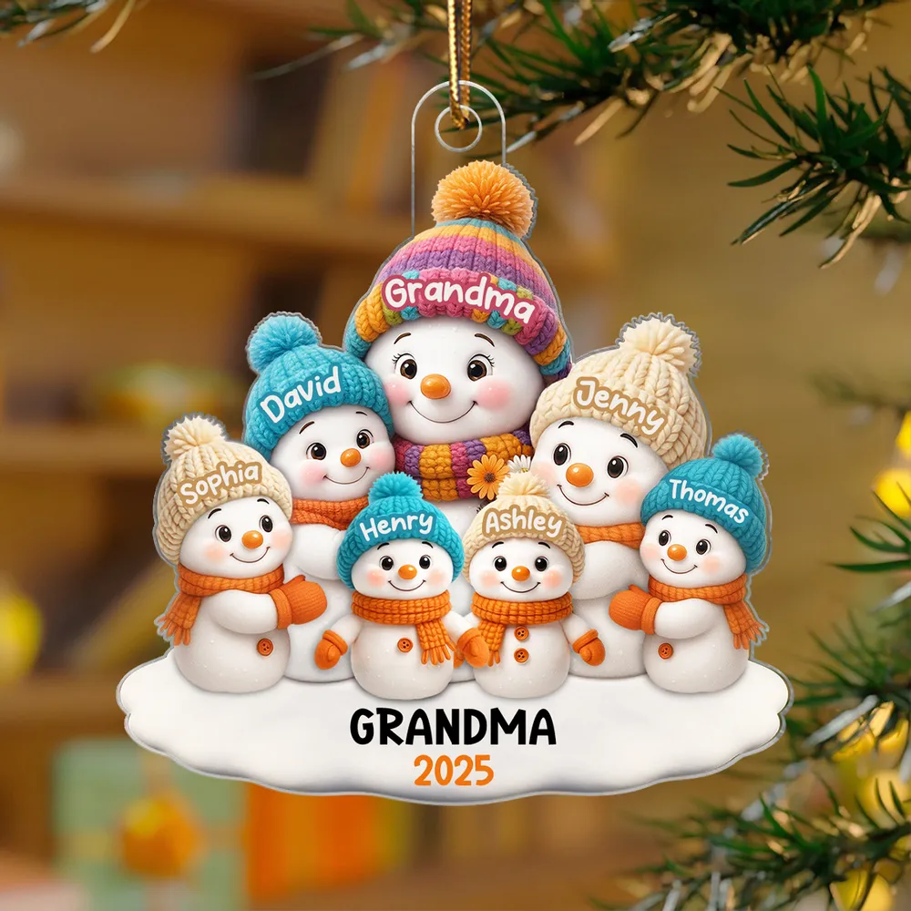 Snowman Family Acrylic Ornament – Festive Tree Decoration, Heartwarming Gift for Grandma - Image 2