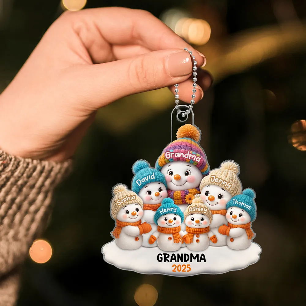Snowman Family Acrylic Ornament – Festive Tree Decoration, Heartwarming Gift for Grandma - Image 3