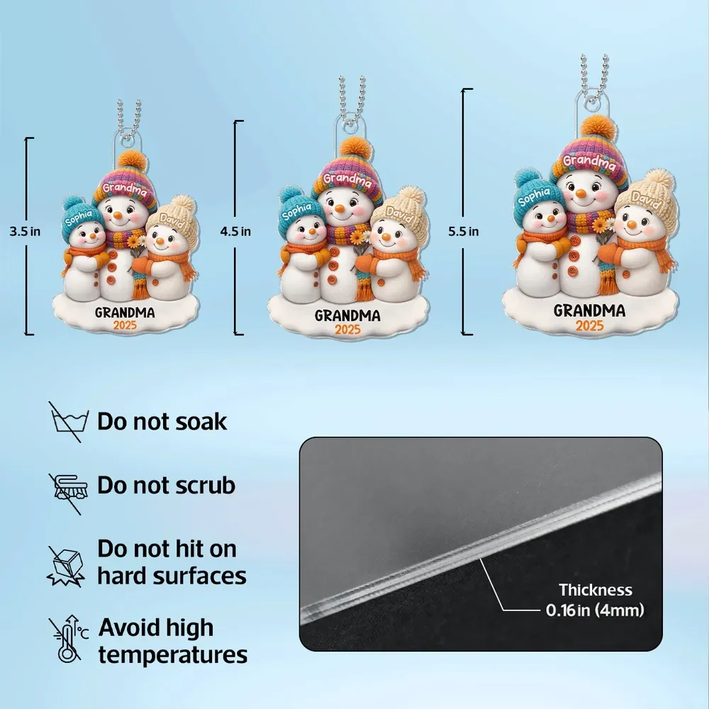Snowman Family Acrylic Ornament – Festive Tree Decoration, Heartwarming Gift for Grandma - Image 7