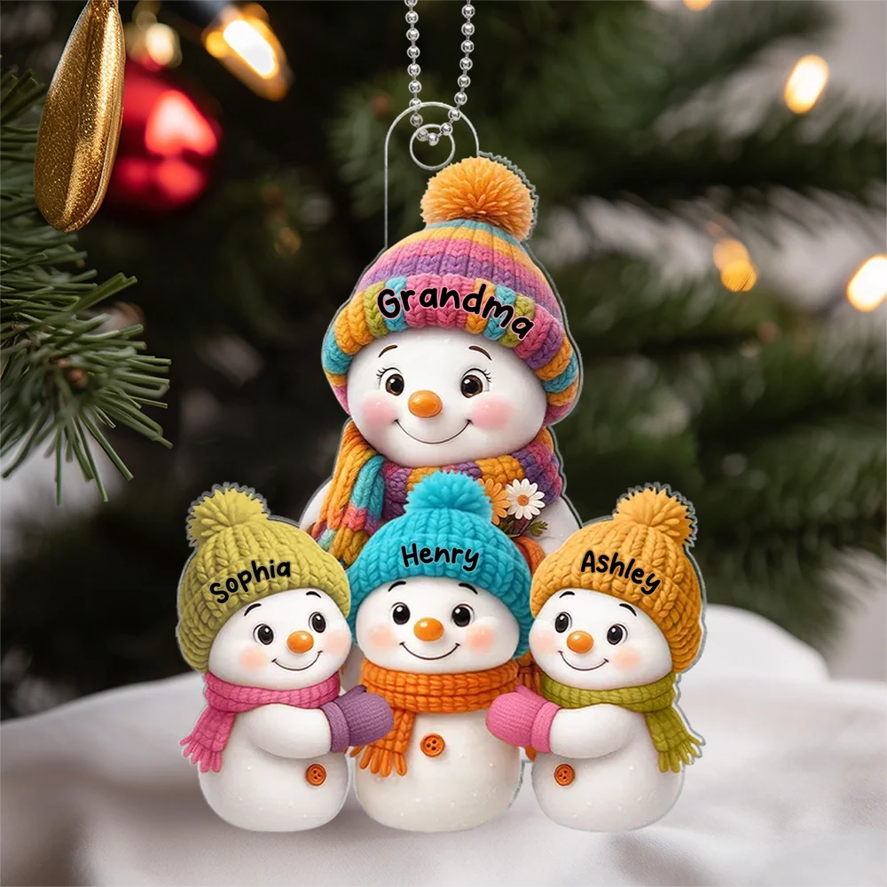 Acrylic Snowman Grandma Ornament for Christmas Gift - Image 3