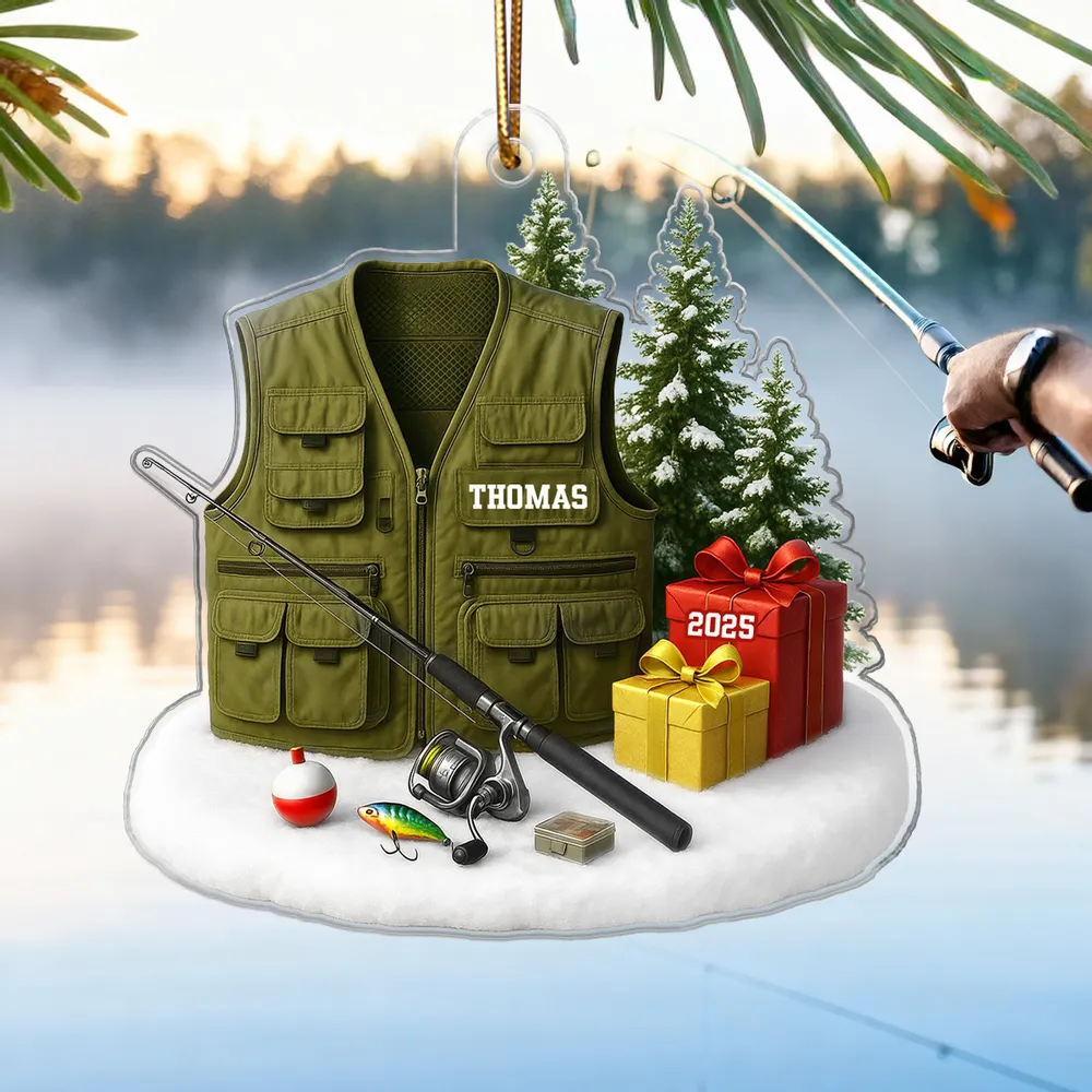 Custom Fishing Vest Ornament for Anglers Xmas Gift - Image 5
