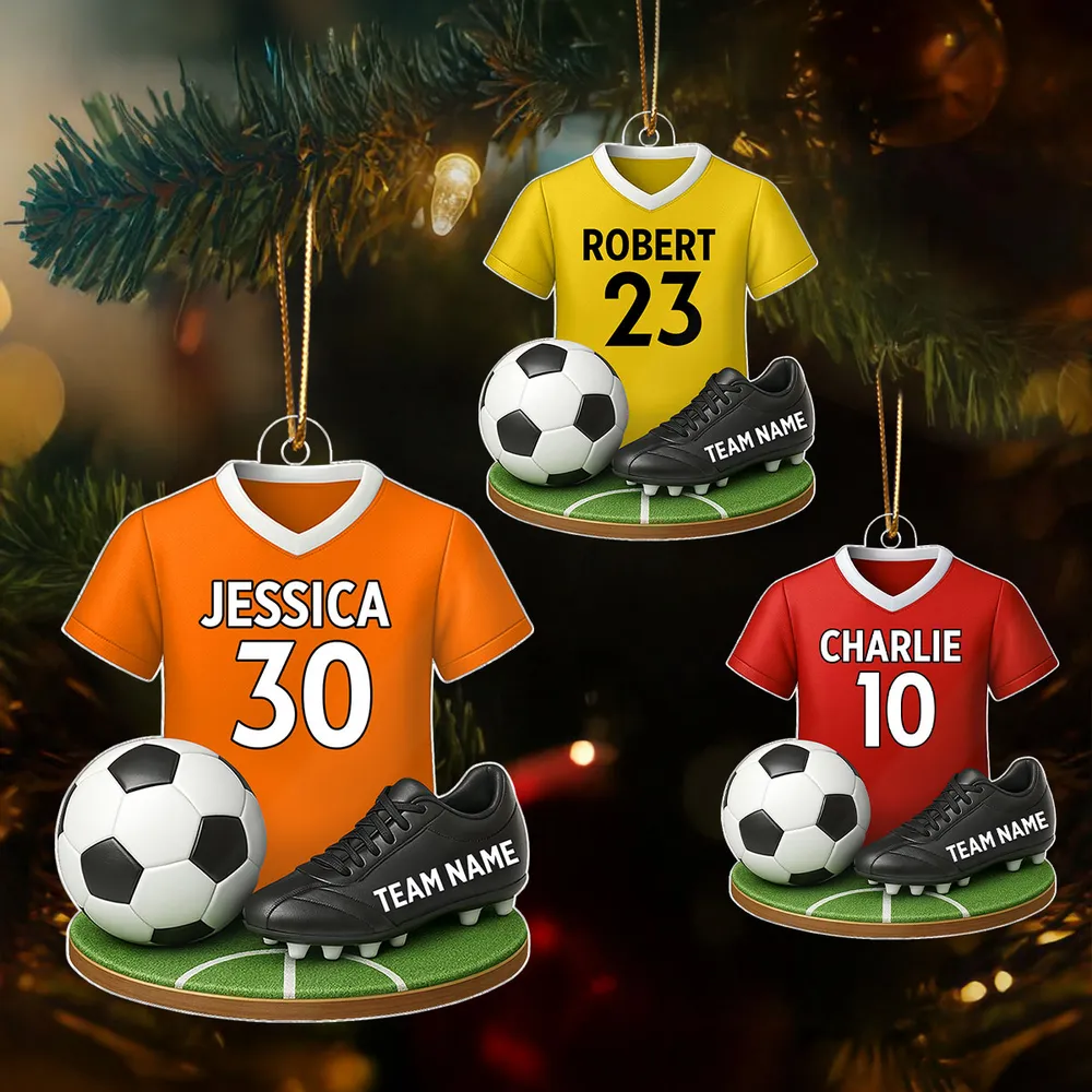 Custom Acrylic Soccer Ornament - Personalized Jersey Keepsake Gift - Image 3