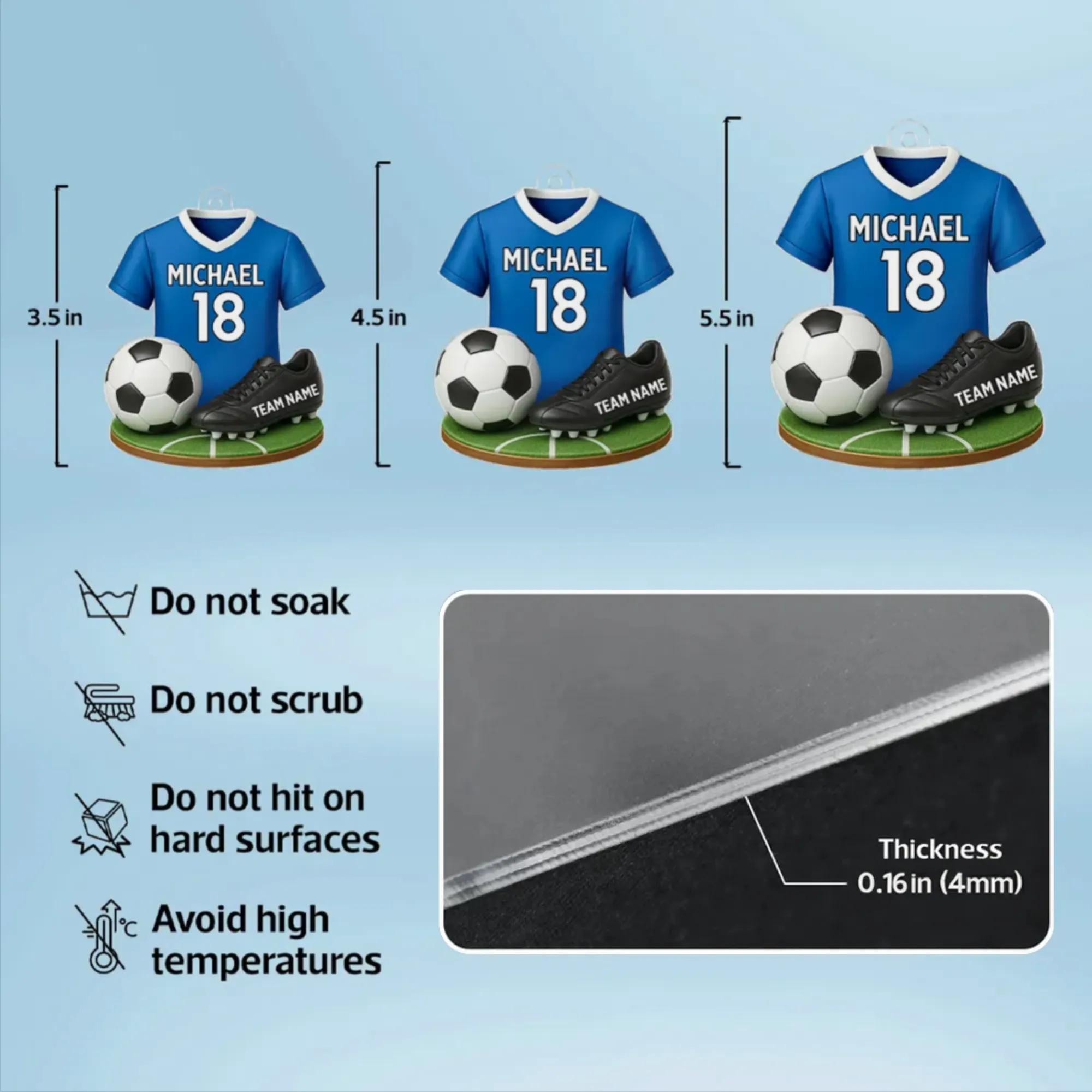 Custom Acrylic Soccer Ornament - Personalized Jersey Keepsake Gift - Image 4