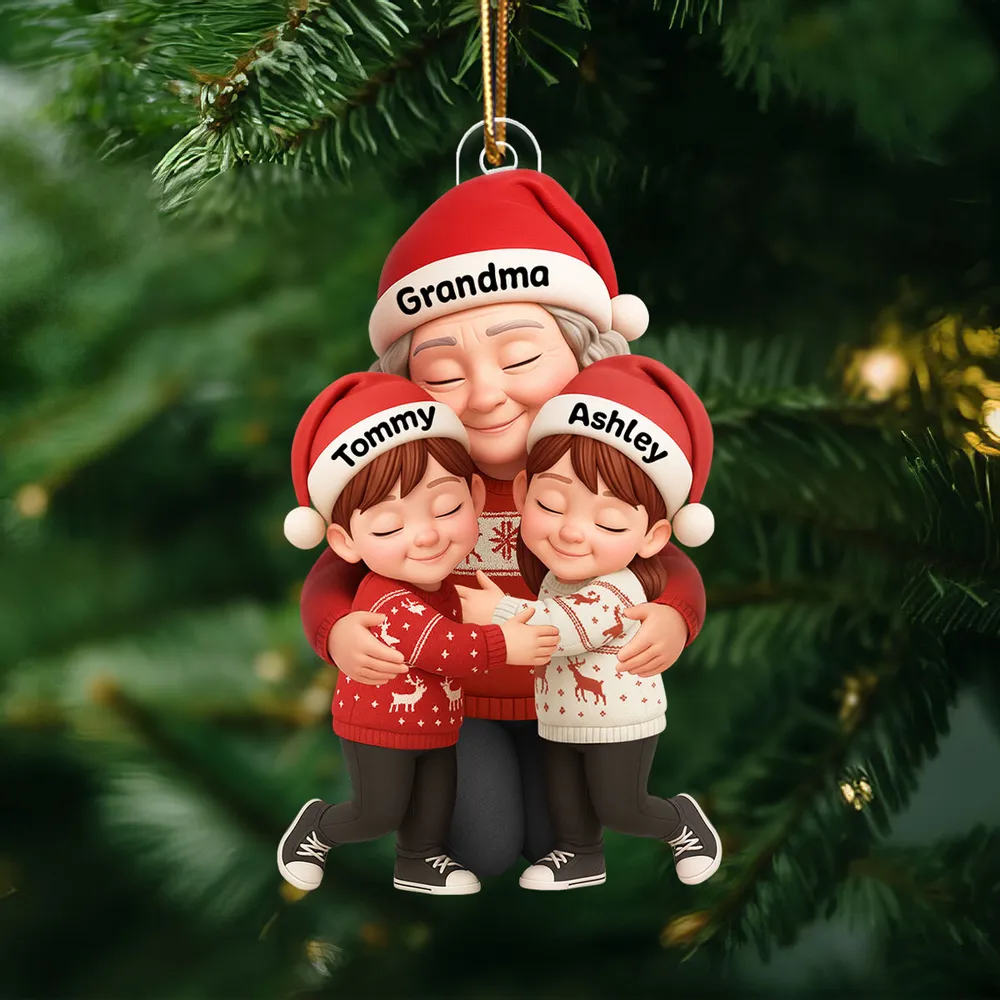 Grandma & Grandkids Christmas Acrylic Ornament – A Heartwarming Gift with Clear Print & Festive Charm - Image 7
