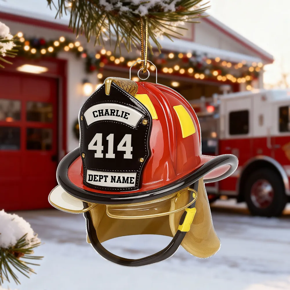 Personalized Firefighter Helmet Ornament – Custom Tribute Gift for Heroes & Families, Acrylic Christmas Decoration - Image 7