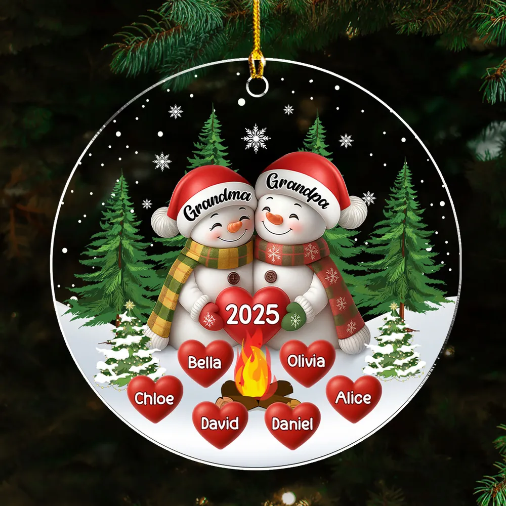 Acrylic Ornament for Grandparents – Cozy Snowman Design with Clear Print and Textured Finish, a Perfect Christmas Gift for Family Love - Image 3