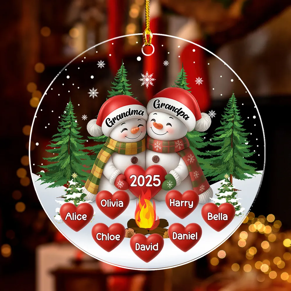 Acrylic Ornament for Grandparents – Cozy Snowman Design with Clear Print and Textured Finish, a Perfect Christmas Gift for Family Love - Image 4