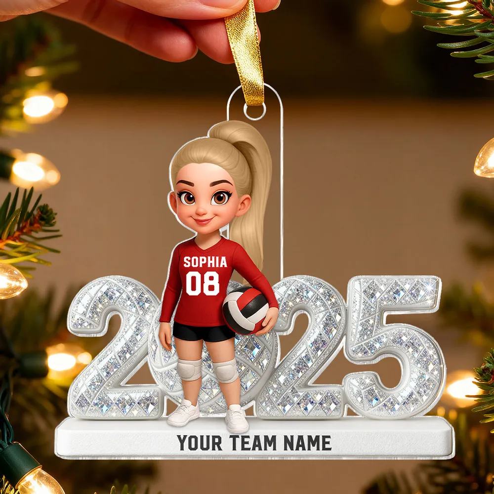 Custom Volleyball Girl Acrylic Ornament | Sparkling Year Design, Celebrating Youthful Spirit, Perfect Gift for Sports Girls - Image 2