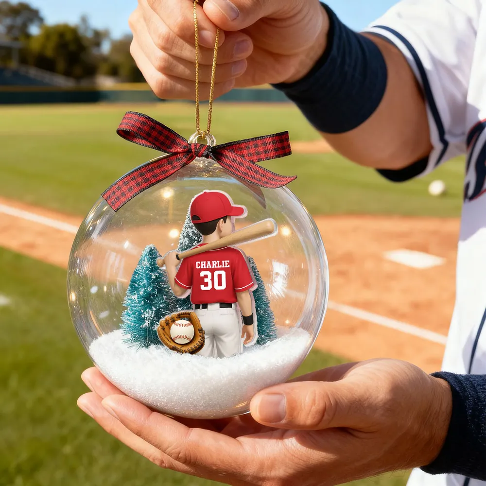 Baseball Ball Ornament – Snowy Scene Design, Perfect Gift for Baseball Lovers and Athletes - Image 2