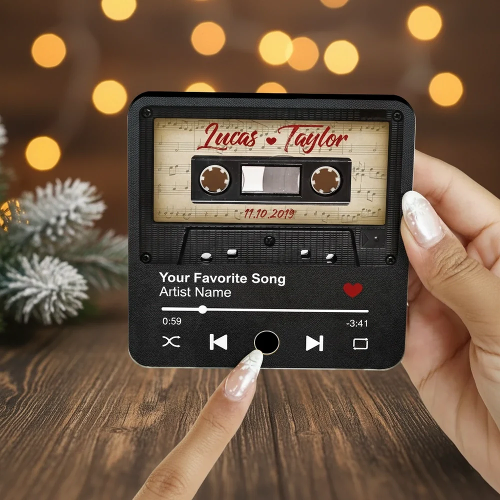 Retro Cassette Acrylic Music Magnet – A Romantic Gift for Lovers with Clear Print & Timeless Design