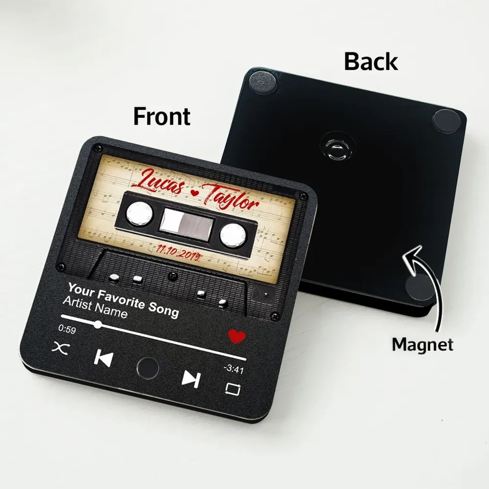 Retro Cassette Acrylic Music Magnet – A Romantic Gift for Lovers with Clear Print & Timeless Design - Image 2
