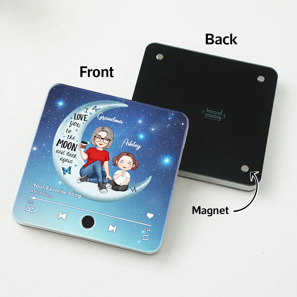 I Love You to the Moon Acrylic Music Magnet – A Heartfelt Gift for Grandma with Clear Print & Lasting Charm - Image 3
