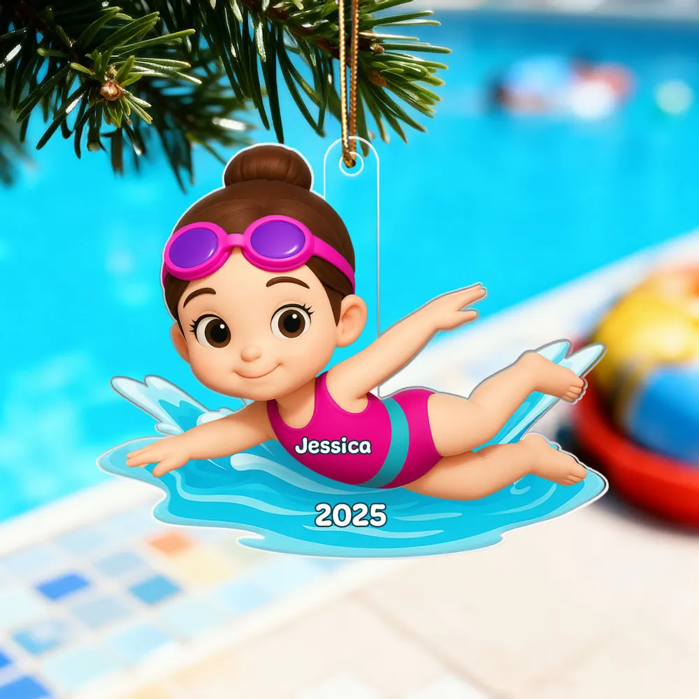 Cartoon Swimmer Acrylic Ornament | Custom Kid Design | Playful Pose, Perfect Gift for Children's Day or Birthday - Image 2