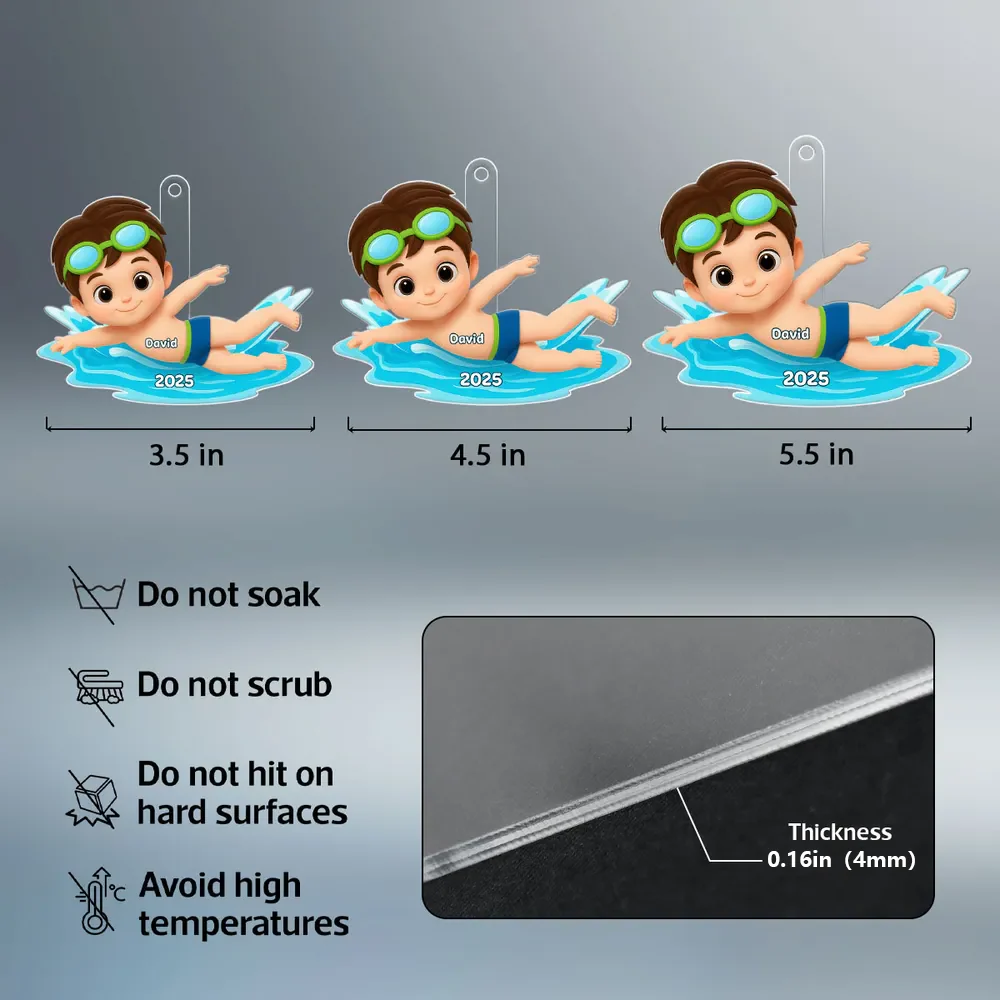 Cartoon Swimmer Acrylic Ornament | Custom Kid Design | Playful Pose, Perfect Gift for Children's Day or Birthday - Image 4