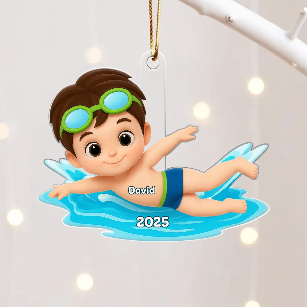 Cartoon Swimmer Acrylic Ornament | Custom Kid Design | Playful Pose, Perfect Gift for Children's Day or Birthday - Image 6
