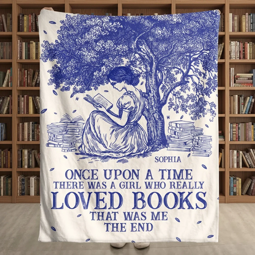 Book Lover Fleece Blanket – Cozy Reading Girl Design, Perfect Gift for Readers and Dreamers