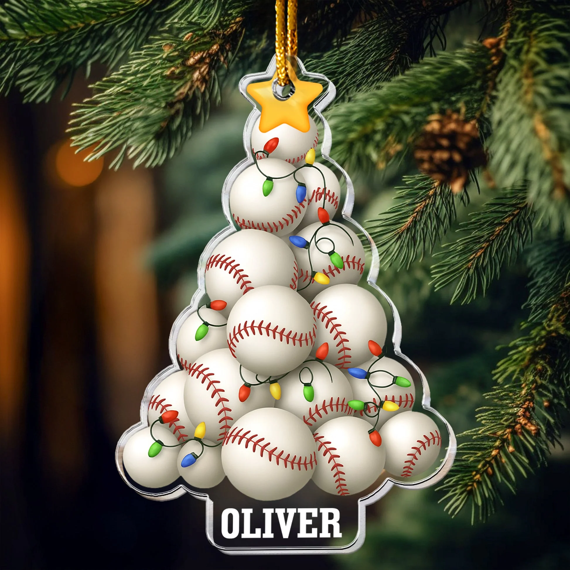 Baseball Tree Acrylic Ornament – Festive Sports Gift for Baseball Fans & Players - Image 2