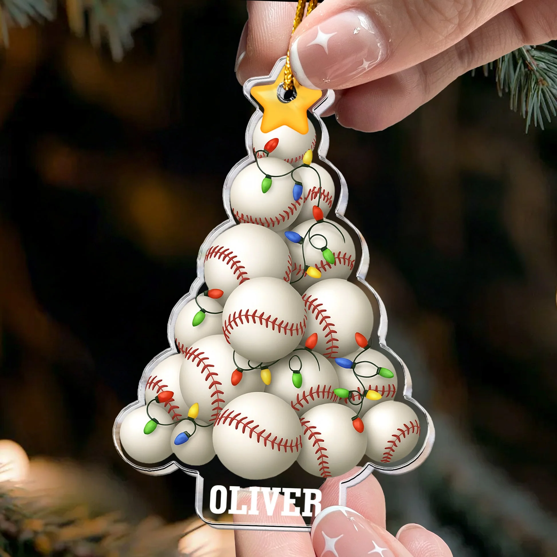 Baseball Tree Acrylic Ornament – Festive Sports Gift for Baseball Fans & Players - Image 3