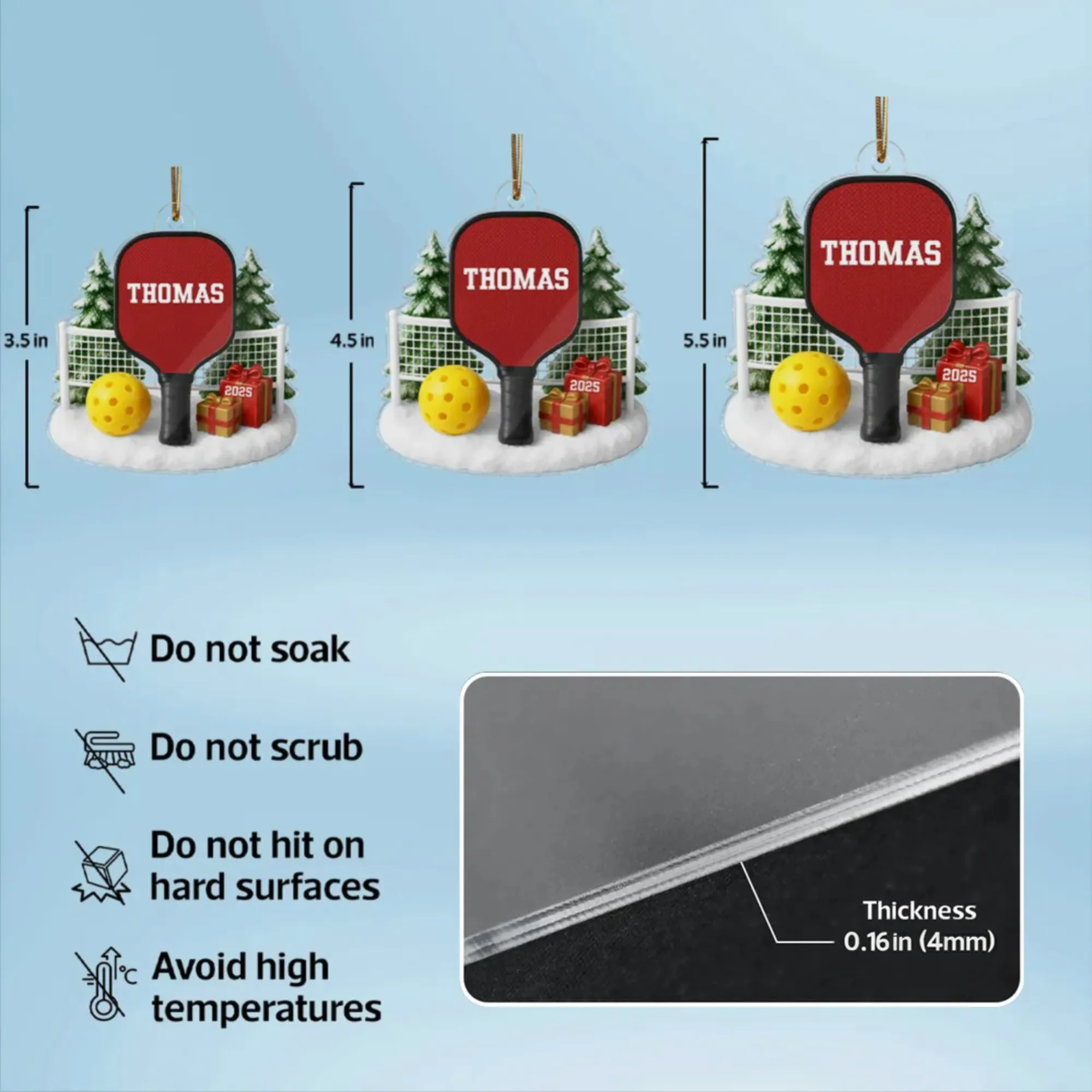 Acrylic Ornament with Pickleball Paddle Design | Clear Printing & Premium Texture, Perfect Gift for Sports Lovers - Image 8
