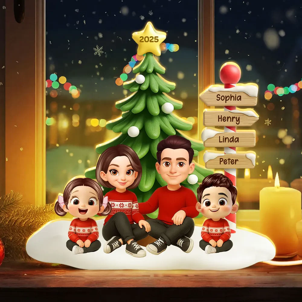 Acrylic Light Box, Custom Family & Pets under Christmas Tree, Soft Warm Glow Décor, a Unique Gift for Mom & Dad - Image 6
