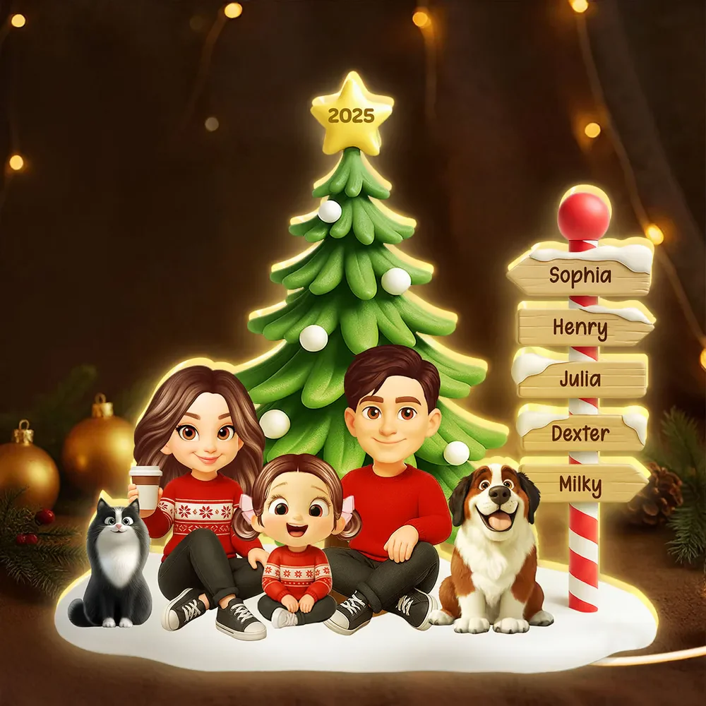 Acrylic Light Box, Custom Family & Pets under Christmas Tree, Soft Warm Glow Décor, a Unique Gift for Mom & Dad - Image 7