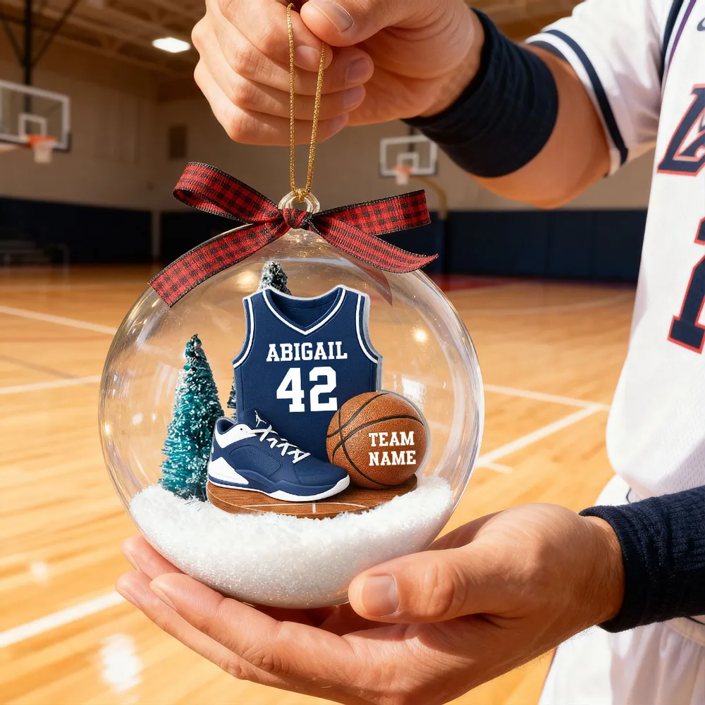 Snow Globe Ornament for Basketball Lovers, Custom Jersey Mini Scene, Unique Christmas Gift for Son or Boyfriend - Image 2