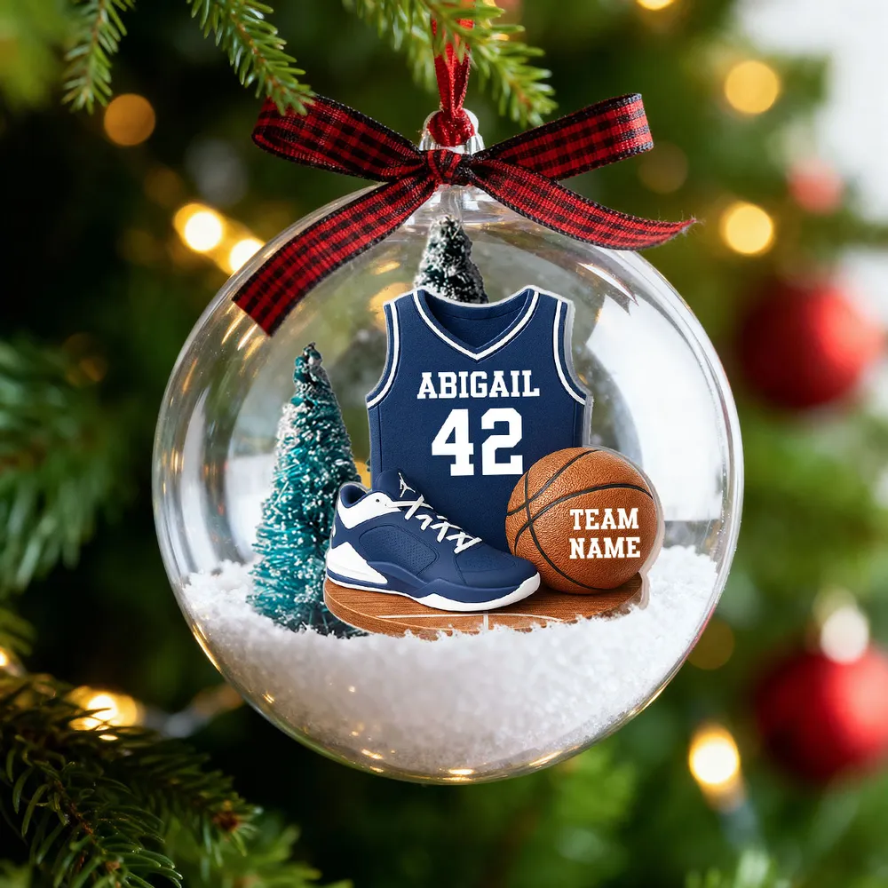 Snow Globe Ornament for Basketball Lovers, Custom Jersey Mini Scene, Unique Christmas Gift for Son or Boyfriend - Image 3