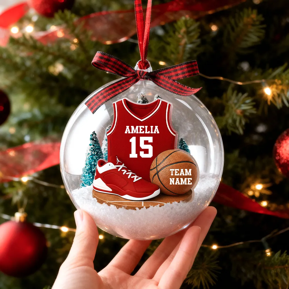 Snow Globe Ornament for Basketball Lovers, Custom Jersey Mini Scene, Unique Christmas Gift for Son or Boyfriend - Image 5