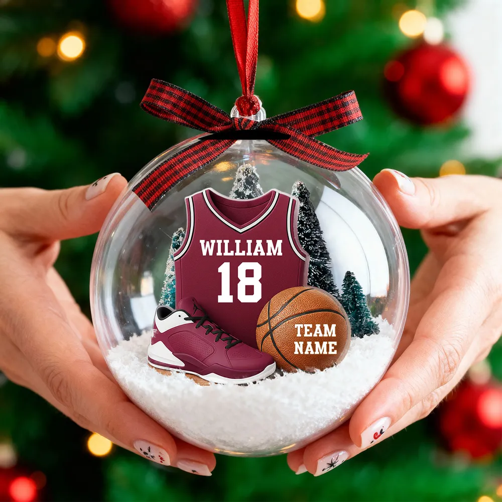 Snow Globe Ornament for Basketball Lovers, Custom Jersey Mini Scene, Unique Christmas Gift for Son or Boyfriend - Image 6