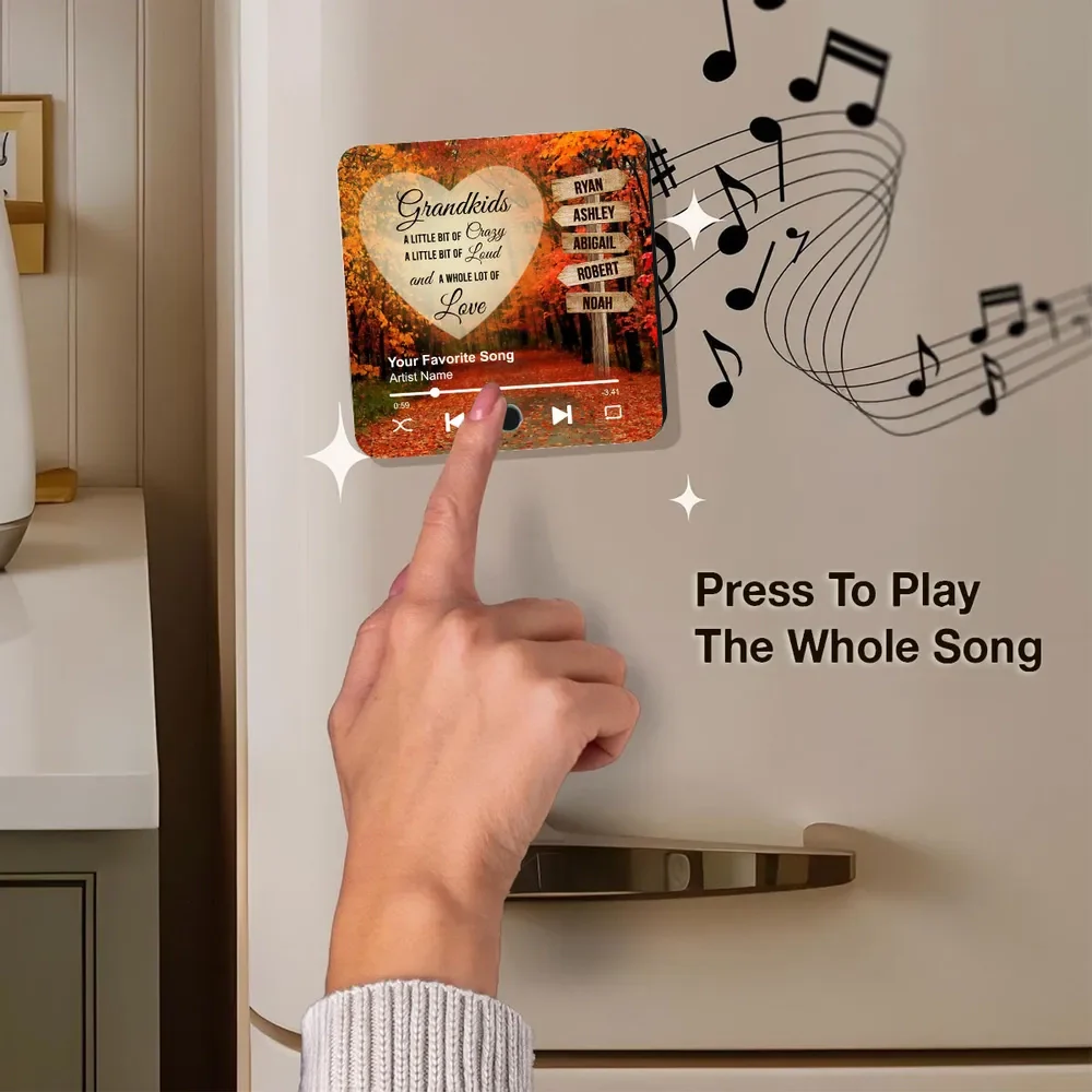 Acrylic Music Magnet with Autumn Forest Design, Grandkids Theme, Clear Print, Perfect Gift for Grandparents - Image 4