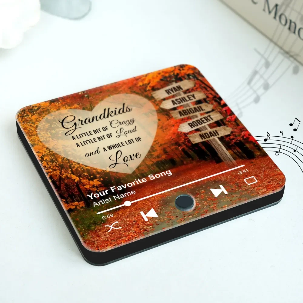 Acrylic Music Magnet with Autumn Forest Design, Grandkids Theme, Clear Print, Perfect Gift for Grandparents - Image 5