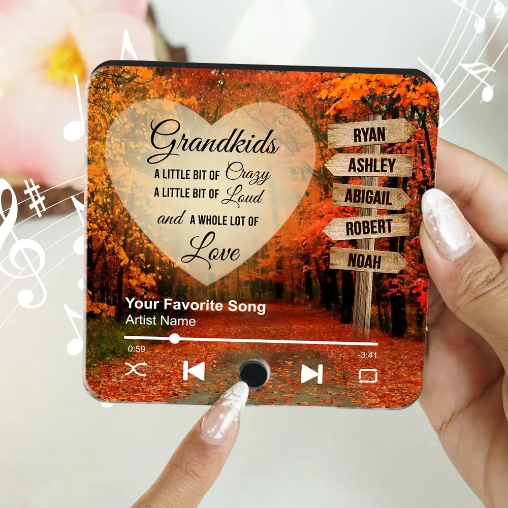 Acrylic Music Magnet with Autumn Forest Design, Grandkids Theme, Clear Print, Perfect Gift for Grandparents - Image 6