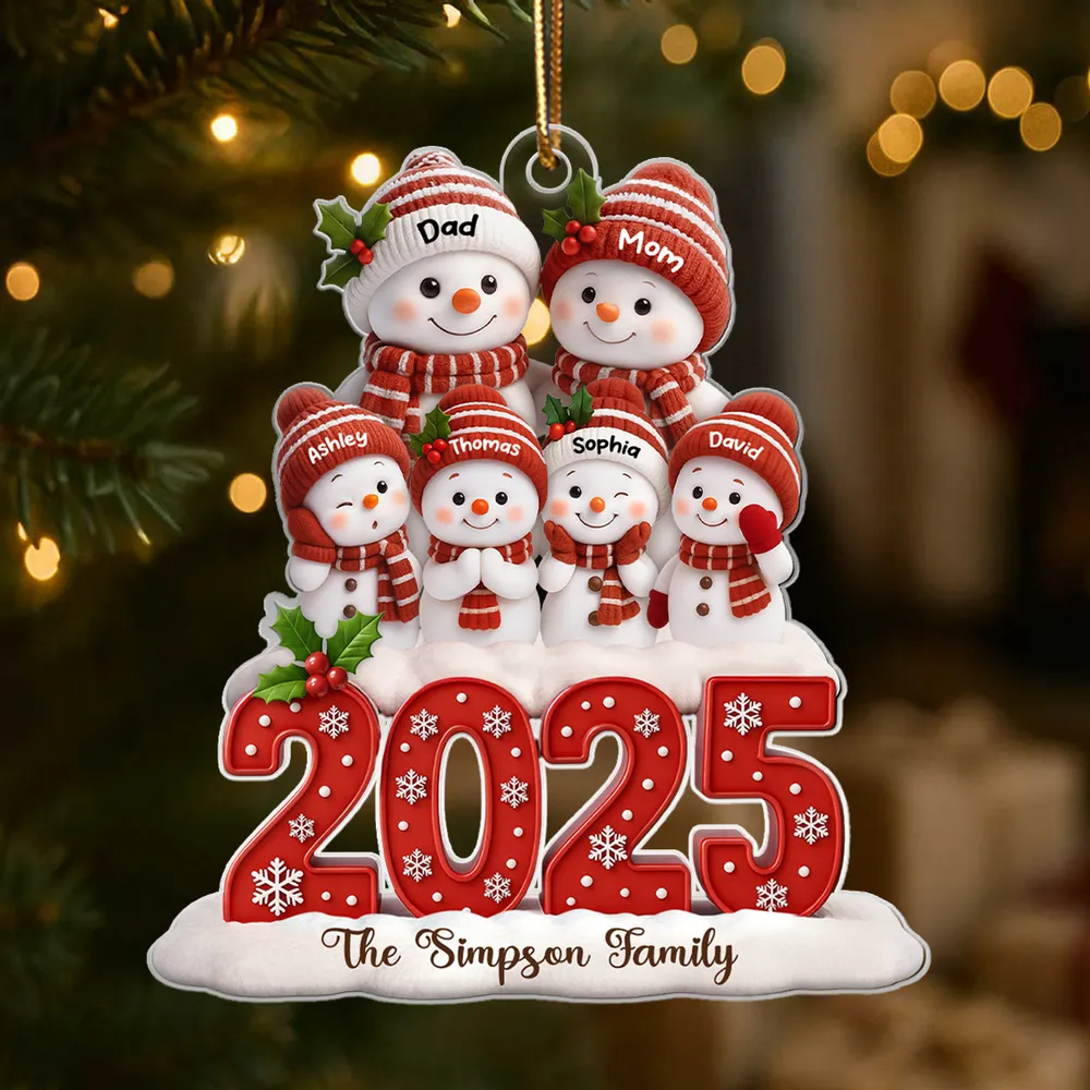 Festive Snowman Family Acrylic Ornament, Customizable Christmas Tree Keepsake, Warm Home Decor, Creative Gift for Family - Image 6