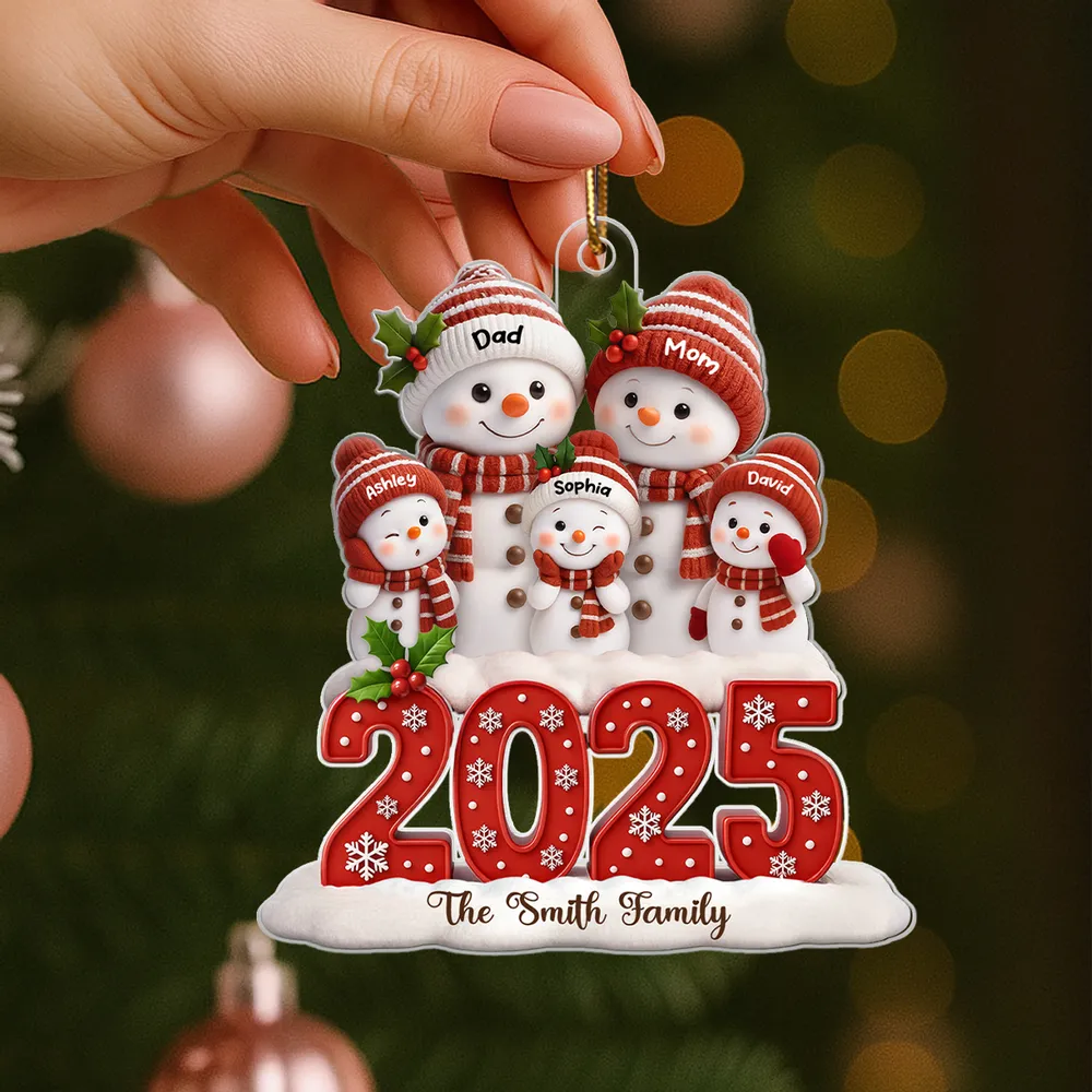Festive Snowman Family Acrylic Ornament, Customizable Christmas Tree Keepsake, Warm Home Decor, Creative Gift for Family - Image 9
